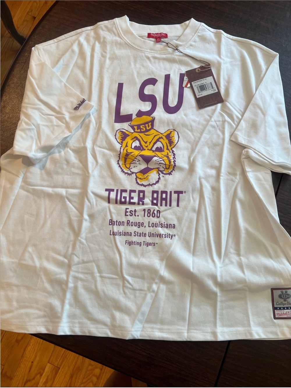 Mitchell & Ness White Tee with Purple Print